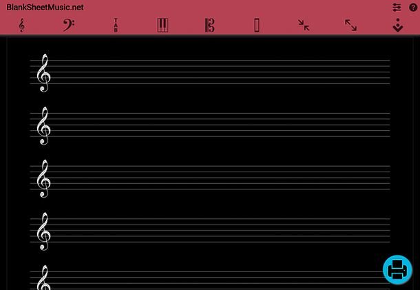 Interfaccia di Blank Sheet Music