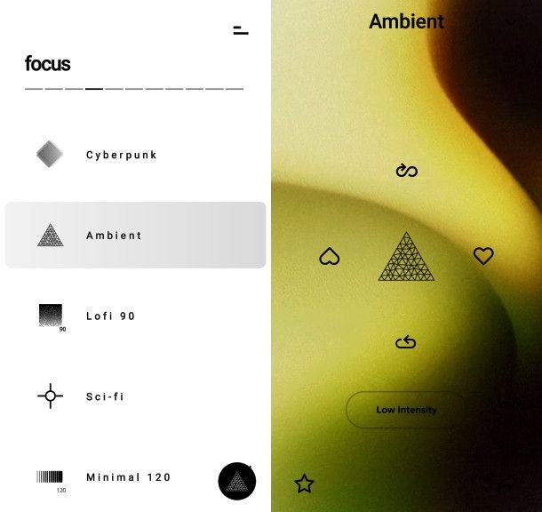 Schermate app Mubert