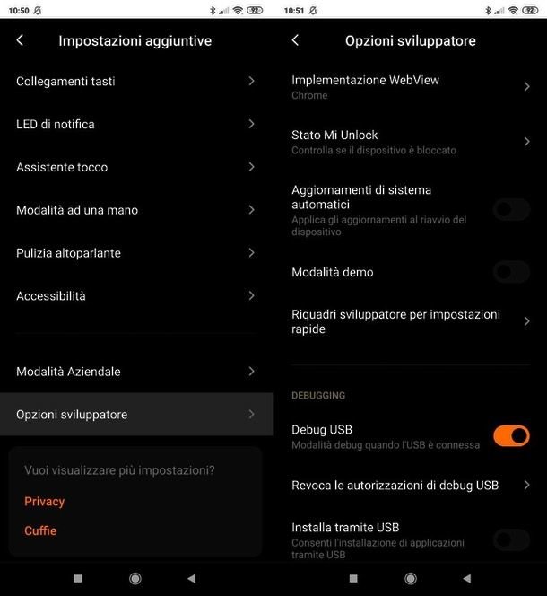 Attivazione Debug USB su Android
