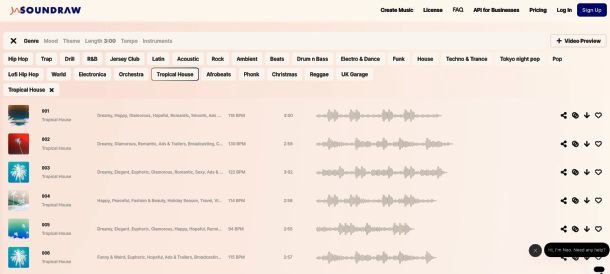 Interfaccia Web app Soundraw