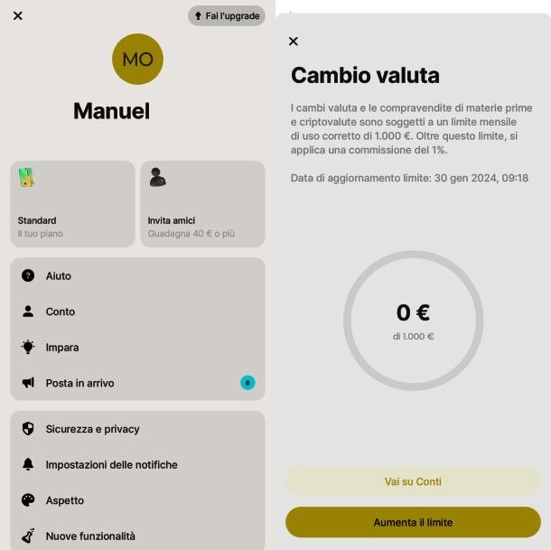 verifica soglia cambio valuta app Revolut