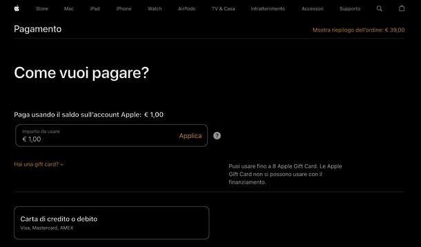 Acquistare su Apple Store