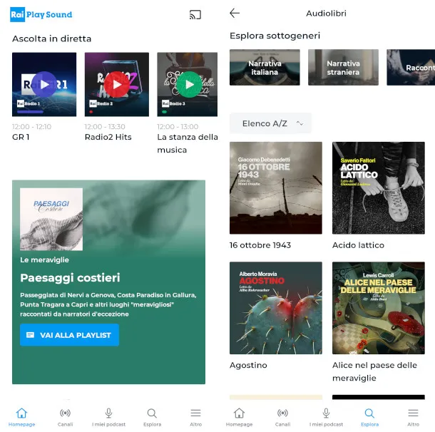 L'app RaiPlay Sound su uno smartphone