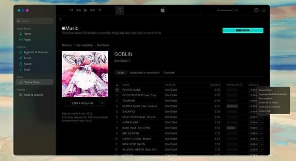 Regalare canzone iTunes da Mac