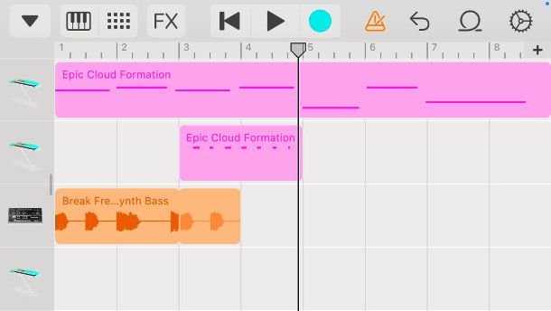 gestione tracce GarageBand iPhone