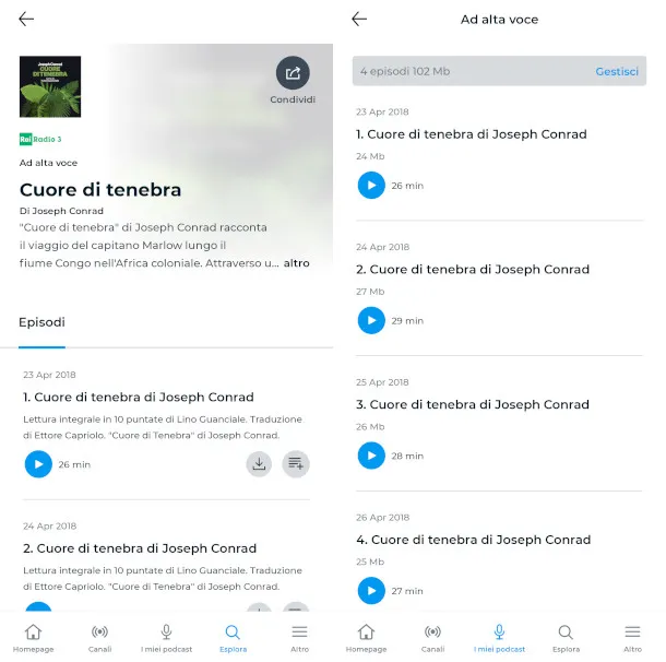 Scaricare audiolibri con l'app RaiPlay Sound