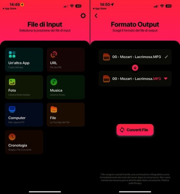 Convertitore Audio per iOS