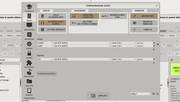 Schermata impostazioni Virtual DJ
