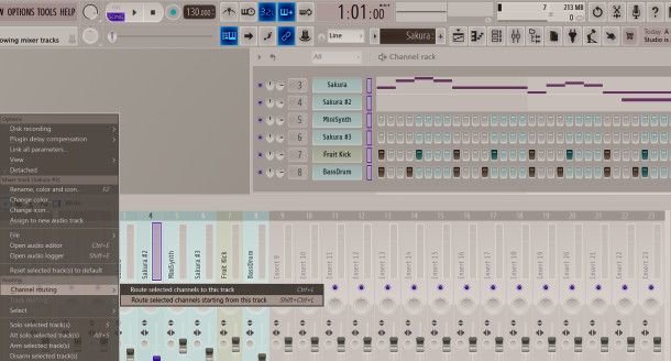 channel routing su mixer FL Studio