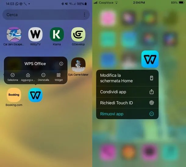 Rimuovere WPS Office da mobile