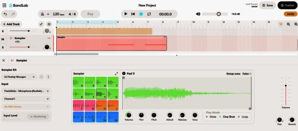interfaccia piattaforma BandLab online per creazione beat