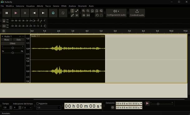Interfaccia di Audacity
