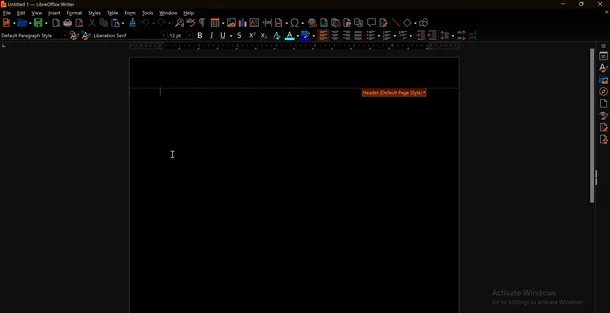 LibreOffice screen