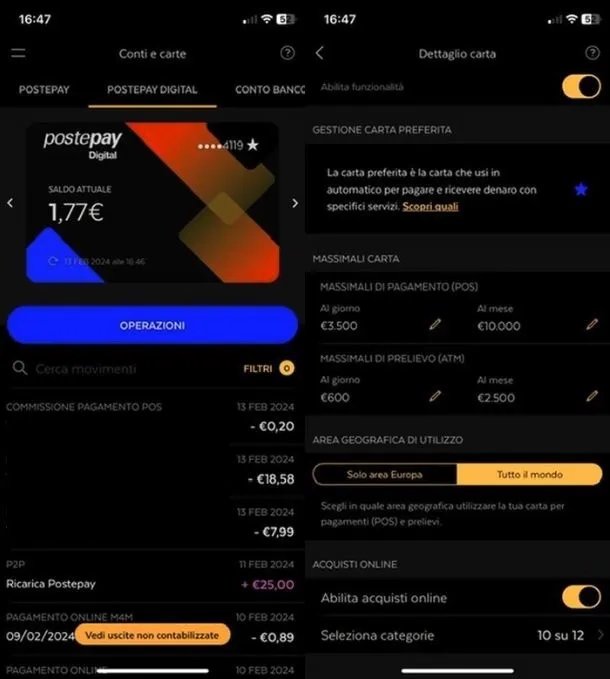 Disattivare pagamenti online app BancoPosta
