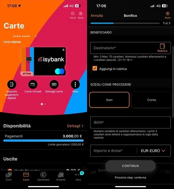 Ricaricare carta Isybank con bonifico