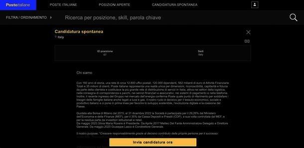 Candidatura spontanea Poste Italiane