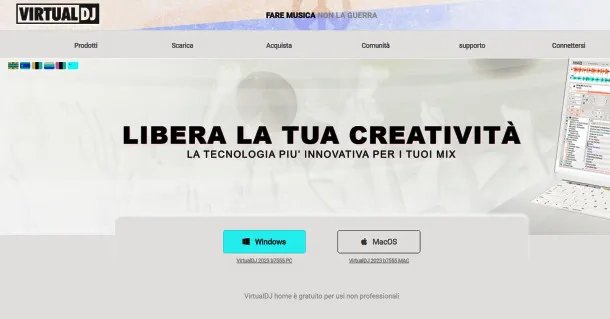 Pagina Web di download di Virtual DJ