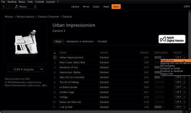 Regalare canzone iTunes da PC Windows