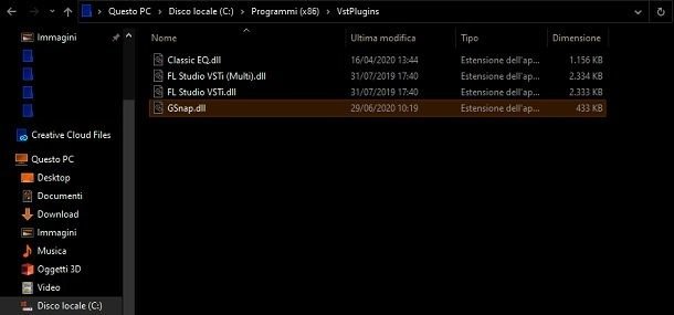 Cartella plugin VST