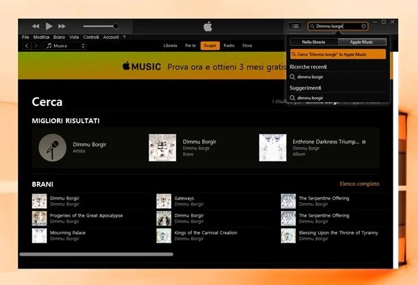 Apple Music su iTunes