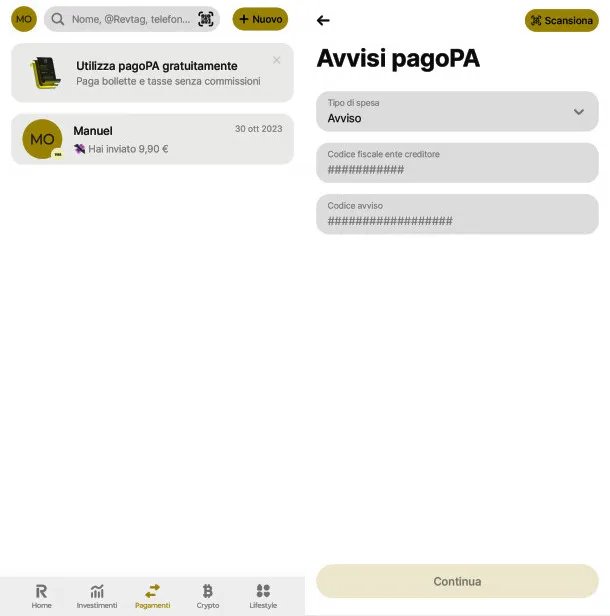 funzione pagoPA app Revolut