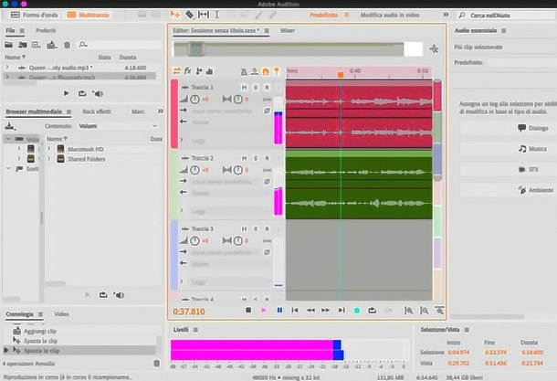 Interfaccia di Adobe Audition