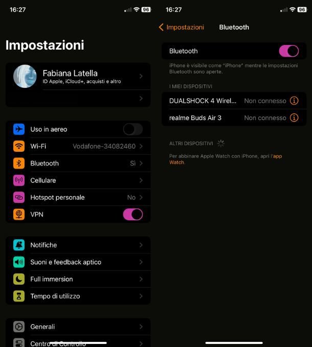 Attivare il Bluetooth