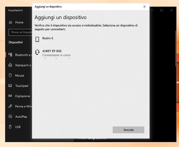 Connessione Bluetooth su Windows