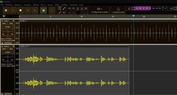 Registrazione audio su Audacity
