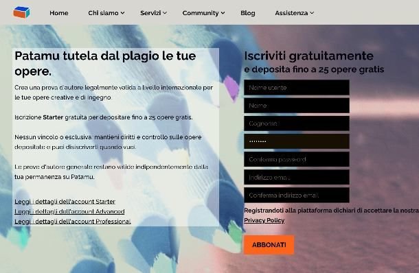 Come ottenere il copyright con Patamu