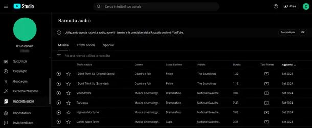 Raccolta audio YouTube