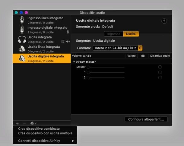 Configurazione audio su macOS