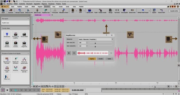 Interfaccia di WavePad