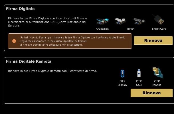 Come rinnovare la firma digitale Aruba