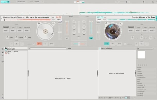 Procedere all'unione di due tracce su Virtual DJ