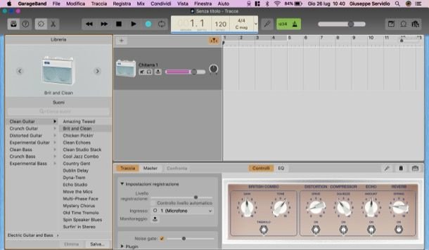 Interfaccia di GarageBand