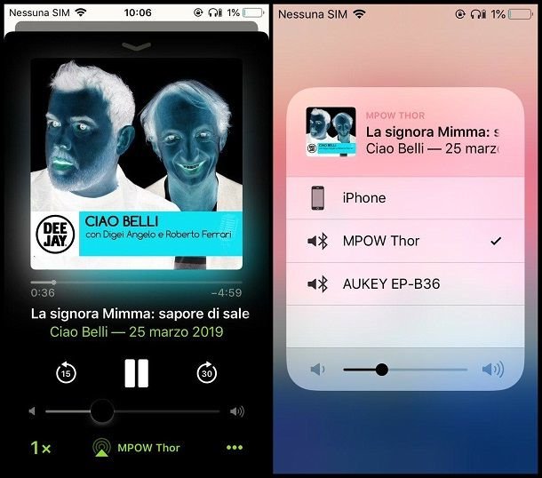 Connessione audio su iPhone
