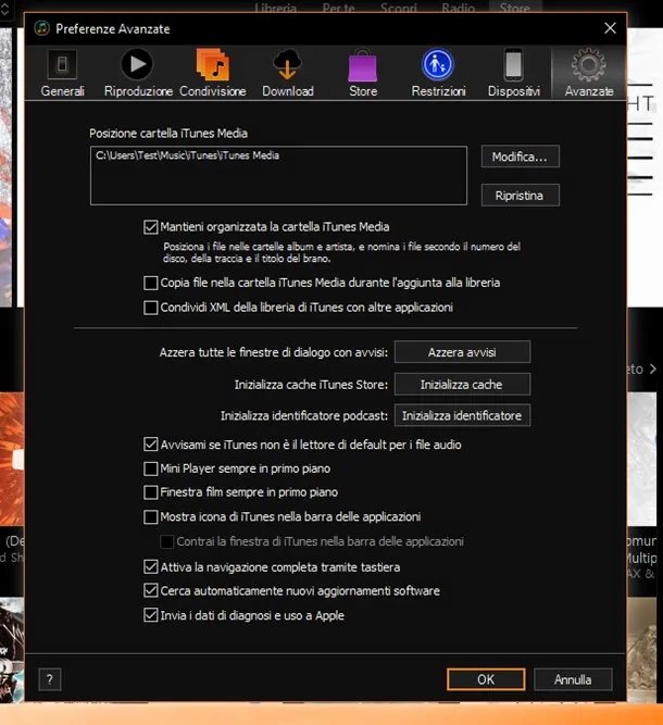Trasferimento libreria iTunes