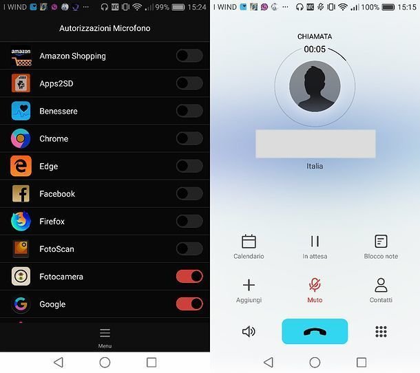 Attivazione del microfono su Android